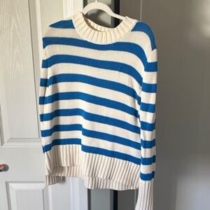 KULE Cream and Blue Knit Pullover